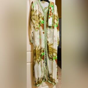 Moroccan floral caftan 2 piece with belt